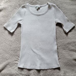 Frank And Oak || white ribbed short sleeve top